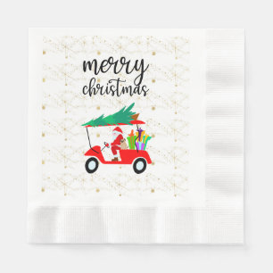 Golf Santa Claus reiten roten Karren Weihnachtsbau Serviette