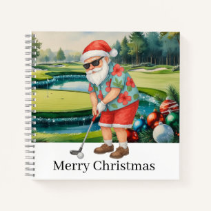 Golf-Santa-Claus spielt Golf auf Christmas Green Notizbuch