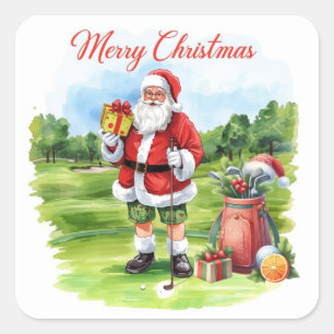 Golf Santa Claus Weihnachten für Florida Golfer Quadratischer Aufkleber