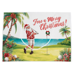 Golf Santa Golfer fore ein frohe Weihnachten Große Geschenktüte
