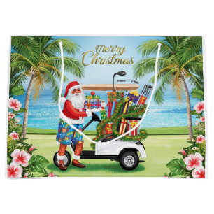 Golf Santa Golfing Tropical Weihnachtsfeier  Große Geschenktüte