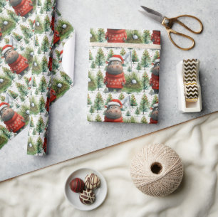 Golf Santa Hippo am Golf Flag Weihnachten Hintergr Geschenkpapier