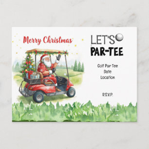 Golf Santa im roten Wagen – Lustige Let Par-Tee Postkarte