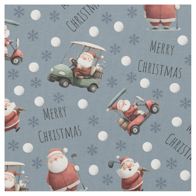 Golf Santa on Light Slate Gray Stoff (Nahaufnahme)