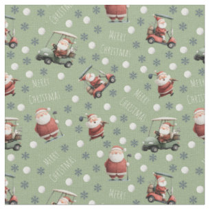Golf Santa on Sage Green Stoff