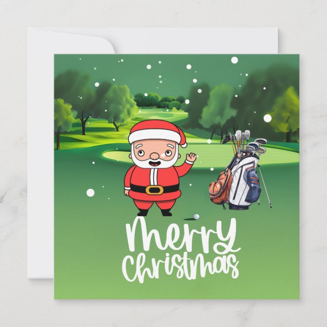 Golf Santa spielt am Weihnachtsfeiertag Golf (Vorderseite)