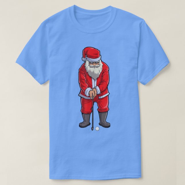 Golf Santa T-Shirt Golfer Weihnachtsklub Hat Ball, (Design vorne)