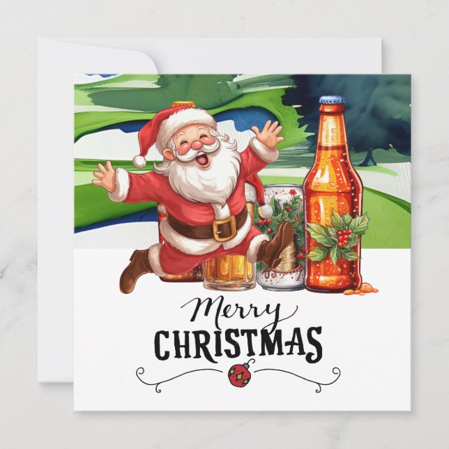 Golf Santa und Bier für Weihnachten Funny Golfer (Vorderseite)