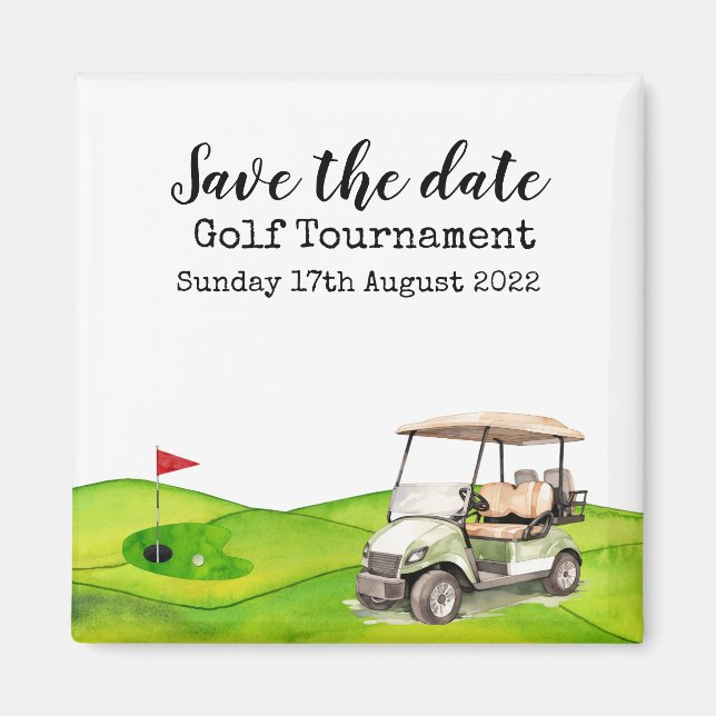 Golf Sauvez la date Golf Tournoi golfer Magnet (Devant)