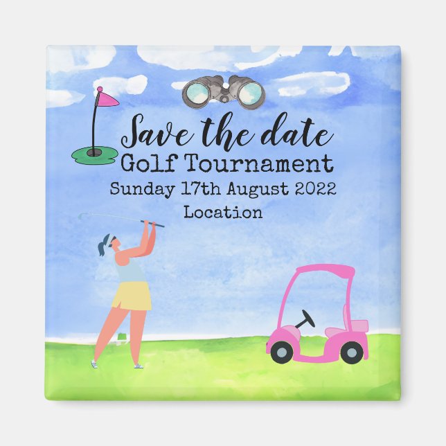 Golf Sauvez la date Golf Tournoi golfer Magnet (Devant)