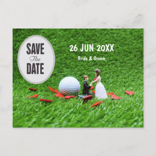 Golf Save the Date Braut und Groom Wedding Invita Postkarte