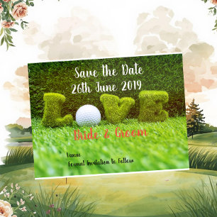 Golf Save the date für Hochzeit mit Golfball Einladungspostkarte