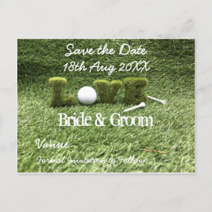 Golf Save the Date für Hochzeit mit Golfball Einladungspostkarte