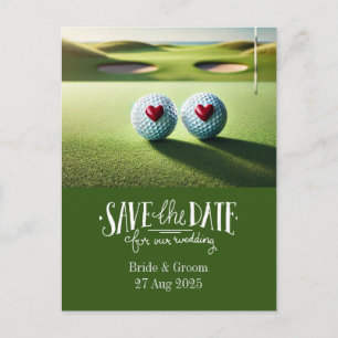 Golf Save the Date für Hochzeitsbräune Postkarte