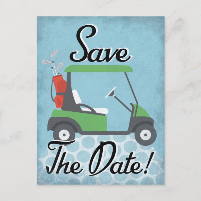 Golf Save the Date - Golf Party Golfspielen Ankündigungspostkarte (Vorderseite)