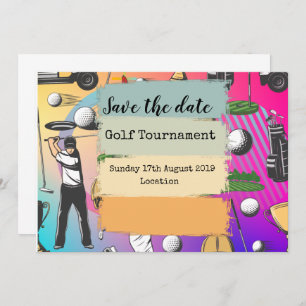 Golf Save the Date Golf Turnier farbenfroh