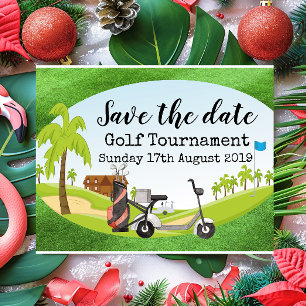 Golf Save the Date Golf Turnier mit Blick auf Golf Ankündigungspostkarte