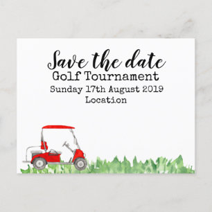 Golf Save the Date Golf Turnier mit Golfwagen Ankündigungspostkarte