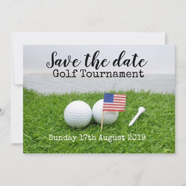 Golf Save the Date Golf Turnier mit U.S.A.Flag (Vorderseite)