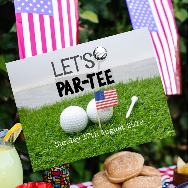 Golf Save the Date Golf Turnier mit U.S.A.Flag Ankündigungspostkarte (Von Creator hochgeladen)