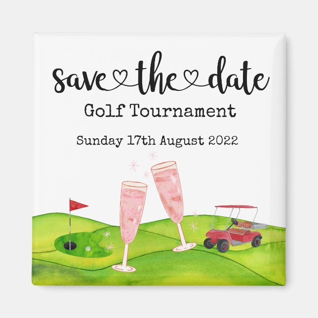 Golf Save the Date Golf Turniergolfer Hochzeit Magnet (Vorne)
