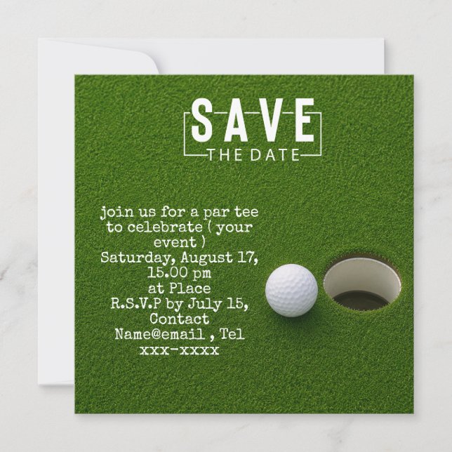 Golf Save the Date  Golfball ins Loch versenken (Vorderseite)