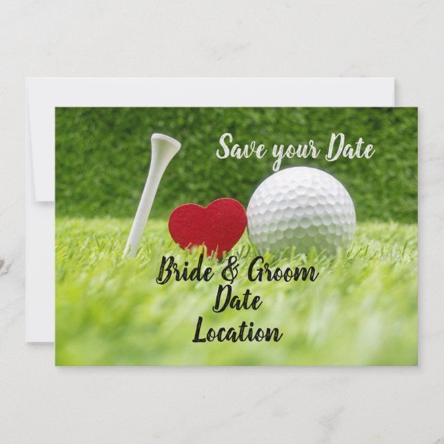 Golf Save the Date Golfball mit Liebe Einladung (Vorderseite)