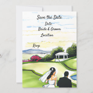 Golf Save the Date Hochzeit Einladung Wasserfarbe