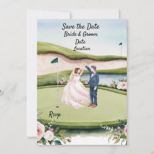 Golf Save the Date Hochzeit Einladung Wasserfarbe