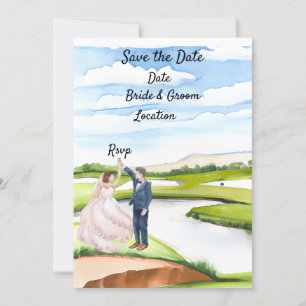 Golf Save the Date Hochzeit Einladung Wasserfarbe