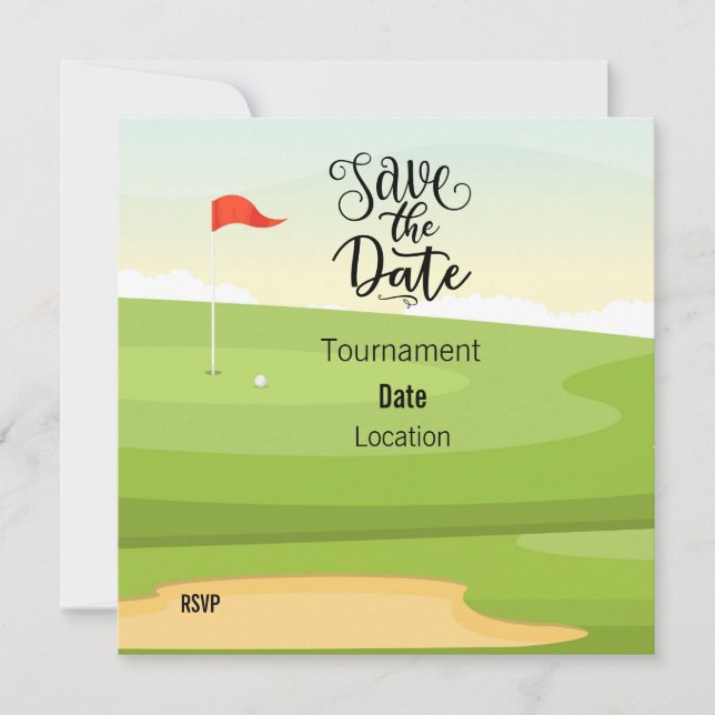 Golf Save the Date mit Blick auf Golfplatz (Vorderseite)