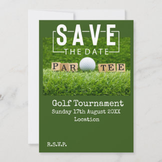 Golf Save the Date mit Golfball auf Grün Einladung