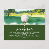 Golf Save the Date mit Golfball auf grünem Rasen