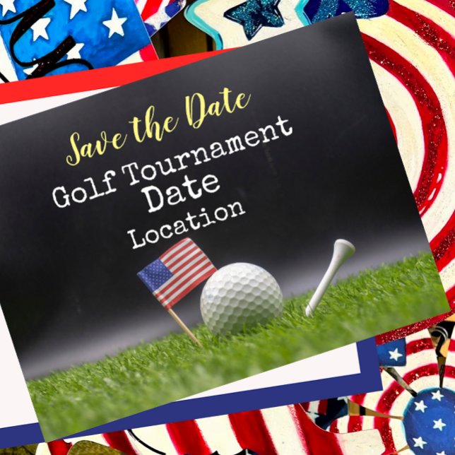 Golf Save the Date mit Golfball und amerikanischer Postkarte (Von Creator hochgeladen)