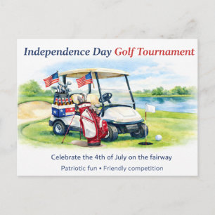 Golf Save the Date mit Golfball und amerikanischer Postkarte
