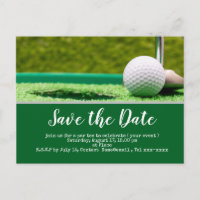 Golf Save the Date mit Golfball und Putter