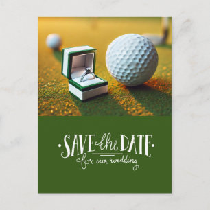 Golf Save the Date mit Golfball und Ring Postkarte