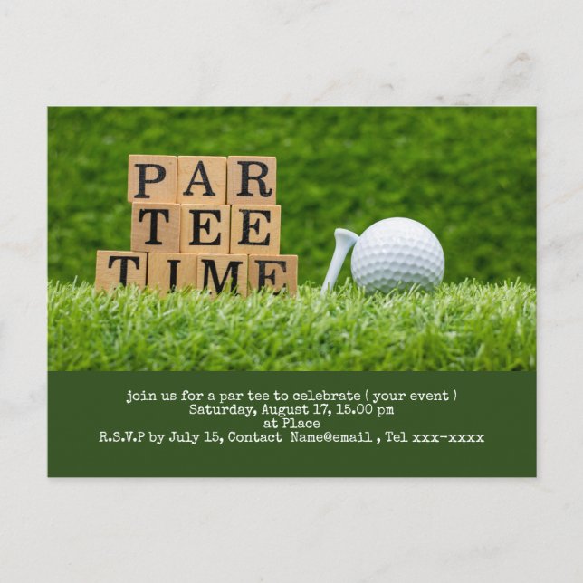 Golf Save the Date mit Golfball und Tee Postkarte (Vorderseite)