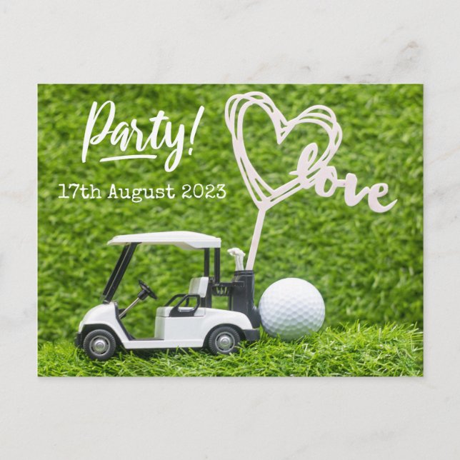 Golf Save the Date Party für Golfer Ankündigungspostkarte (Vorderseite)