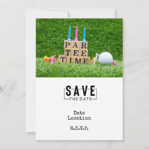 Golf Save the Date Party für Golfer mit Kugel