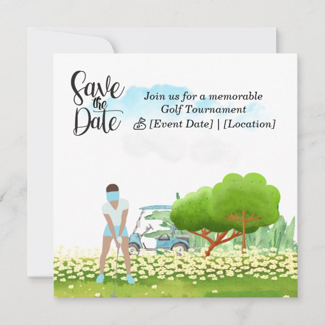Golf Save the Date Party für Golfer Party Einladung (Vorderseite)