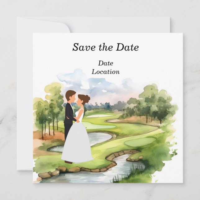 Golf Save the Date Wedding Party Einladung (Vorderseite)