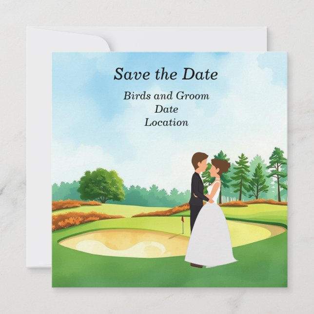 Golf Save the Date Wedding Party Einladung (Vorderseite)