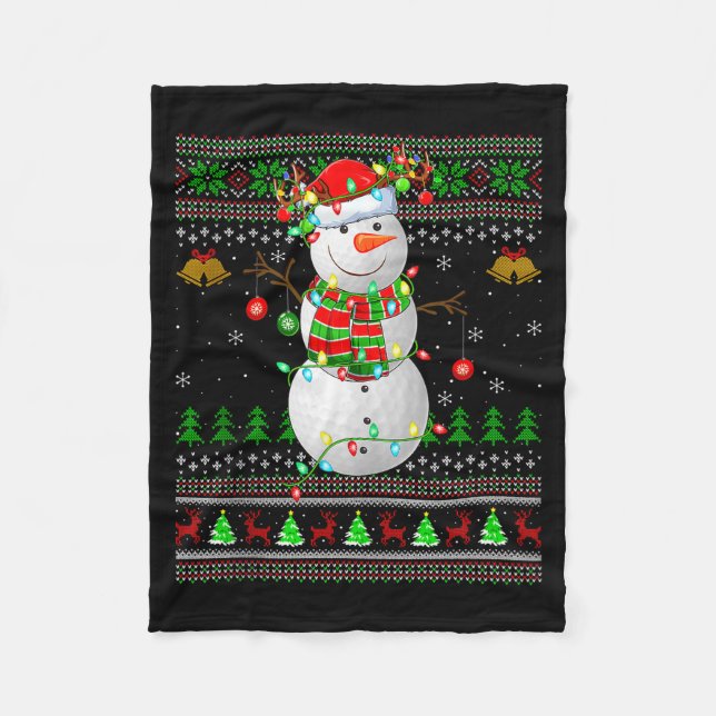 Golf Schneemann hässliche Weihnachtspullover Golfe Fleecedecke (Vorderseite)