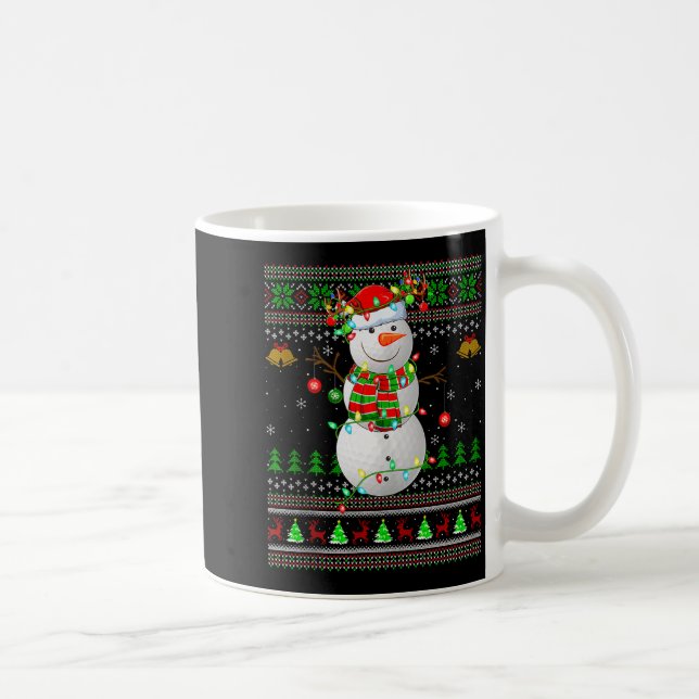Golf-Schneemann hässliche Weihnachtspullover Golfe Kaffeetasse (Rechts)