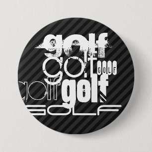Golf; schwarze und dunkelgraue Streifen Button