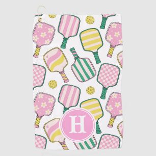 Golf Serviette de Monogramme Pickleball Rose Pink