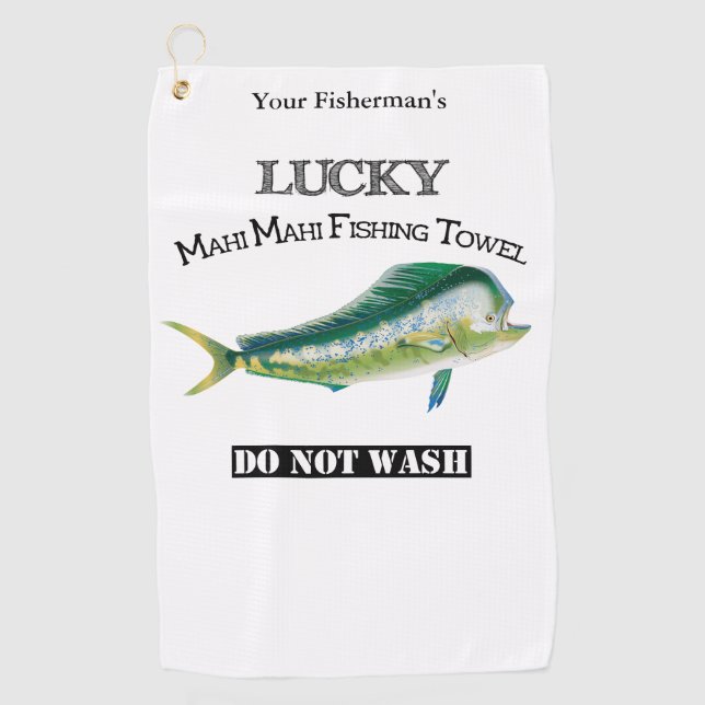 Golf Serviette de pêche personnalisée Lucky Mahi Mahi (Devant)