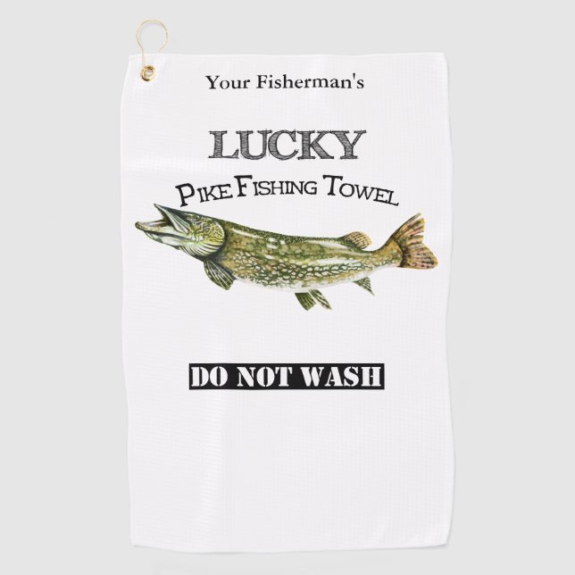 Golf Serviette de pêche personnalisée Lucky Pike (Devant)