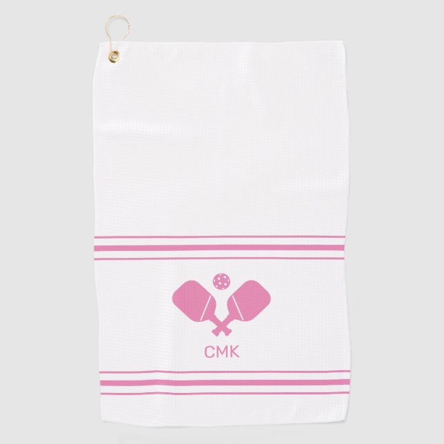Golf Serviette de sueur Monogramme rose rose blanc (Devant)